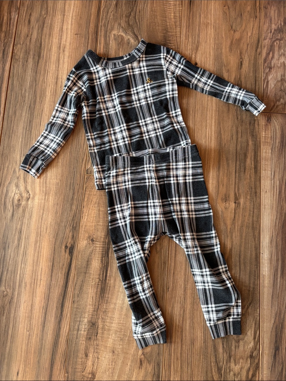 GAP Black and White Plaid Kids Pajama Set 18-24M